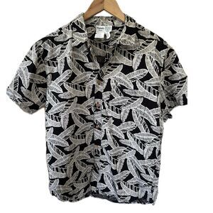 Kainalu Hawaii Men's 100% Cotton Hawaiian Banana Leaf Button Down Collar Shirt M